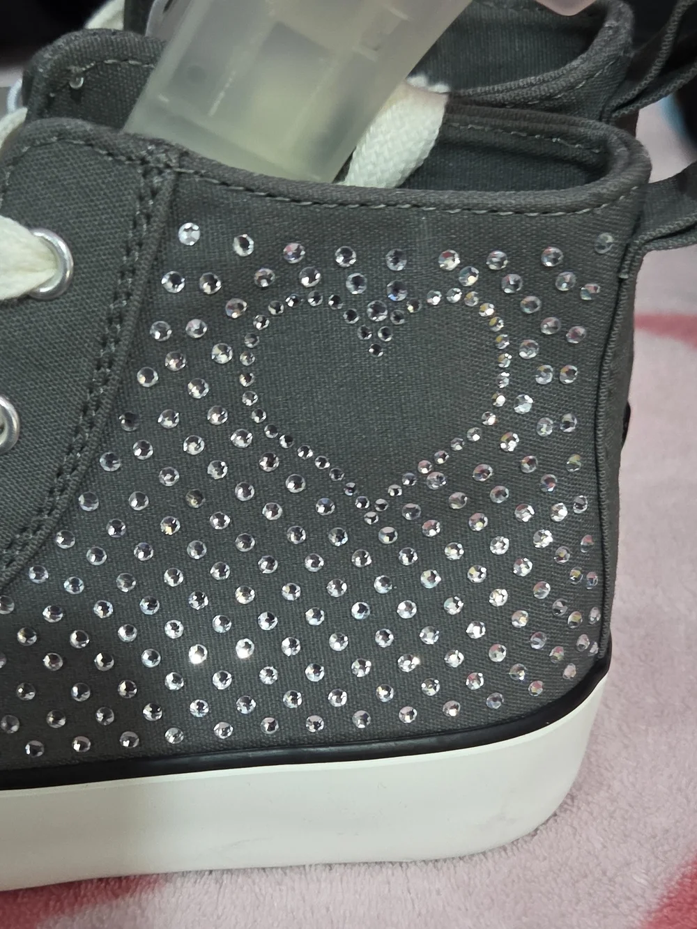The Children's Place Gray High-Top Sneakers with Rhinestone Hearts